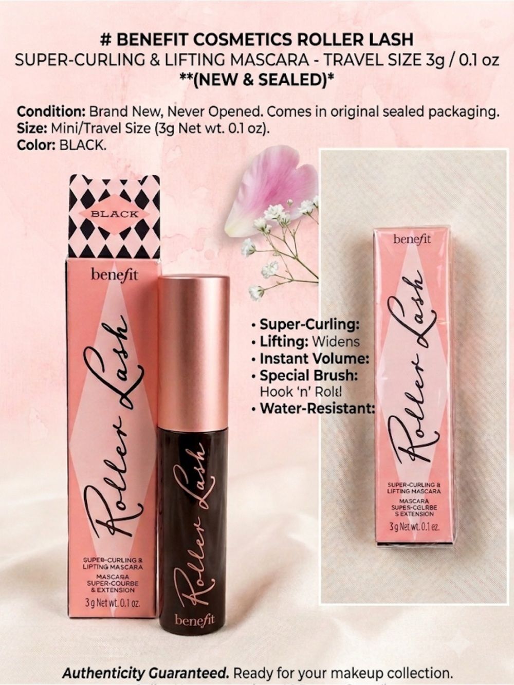 Benefit Roller Lash Mascara - Black & Rose Gold Travel Size